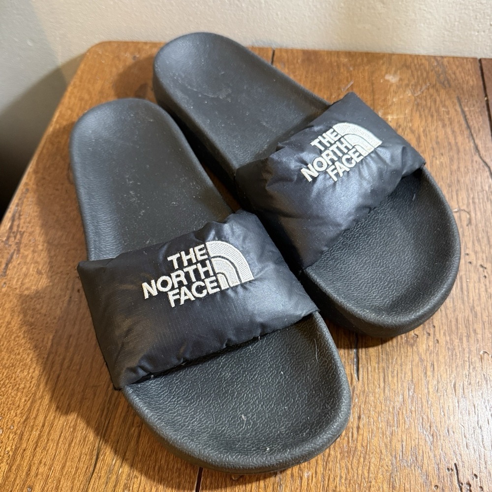 The North Face Men's Nuptse Slides US 9 Black 700 Down Puffer Sandals Shoes